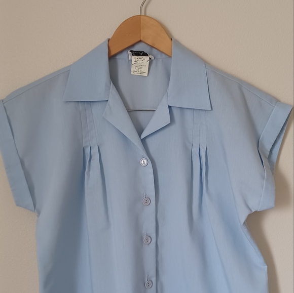 Blair Vintage Baby Blue Short Sleeve Top Women Size 12 - Picture 3 of 7